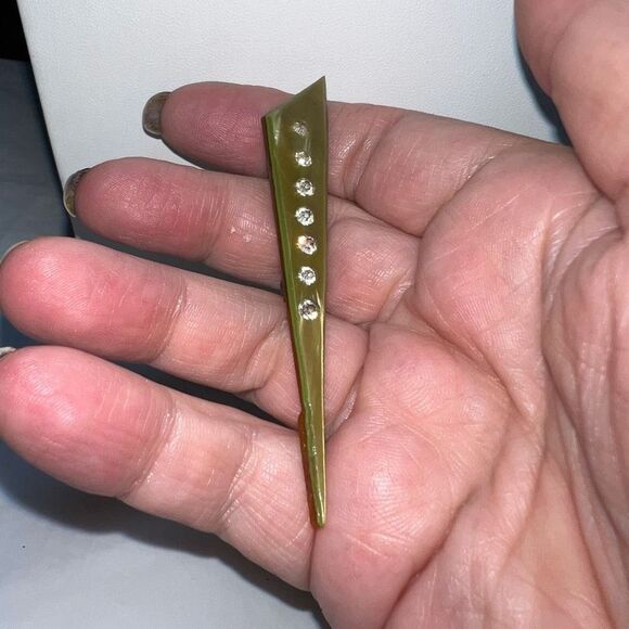 Vintage Celluloid and Rhinestone Geometric Art Deco Brooch - Picture 3 of 5